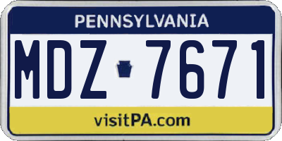 PA license plate MDZ7671