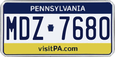 PA license plate MDZ7680