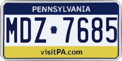 PA license plate MDZ7685