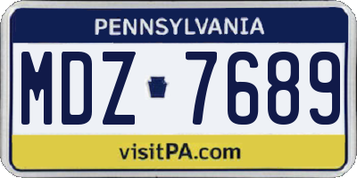 PA license plate MDZ7689