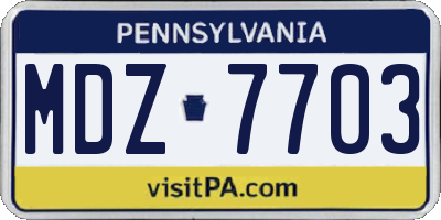 PA license plate MDZ7703