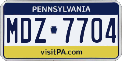 PA license plate MDZ7704