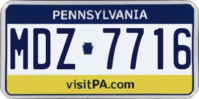 PA license plate MDZ7716