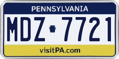 PA license plate MDZ7721