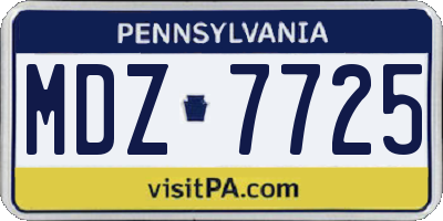 PA license plate MDZ7725
