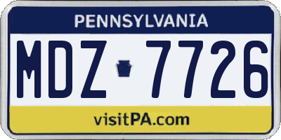 PA license plate MDZ7726