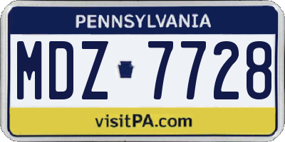 PA license plate MDZ7728