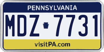 PA license plate MDZ7731