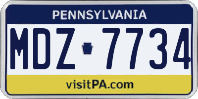 PA license plate MDZ7734