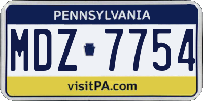 PA license plate MDZ7754