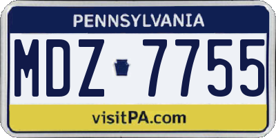 PA license plate MDZ7755