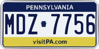 PA license plate MDZ7756