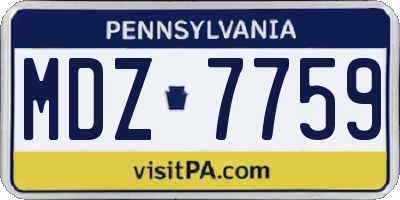 PA license plate MDZ7759
