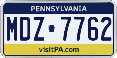 PA license plate MDZ7762