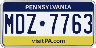 PA license plate MDZ7763