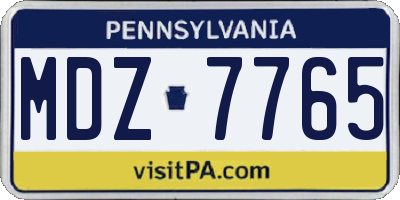 PA license plate MDZ7765