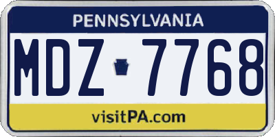 PA license plate MDZ7768