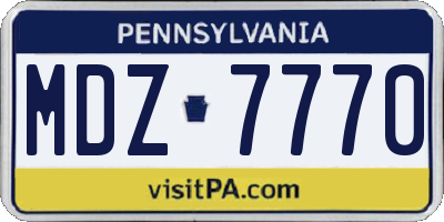 PA license plate MDZ7770