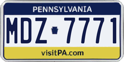 PA license plate MDZ7771