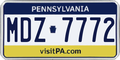PA license plate MDZ7772