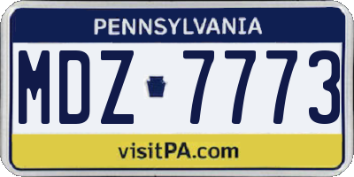 PA license plate MDZ7773