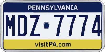 PA license plate MDZ7774