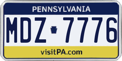 PA license plate MDZ7776