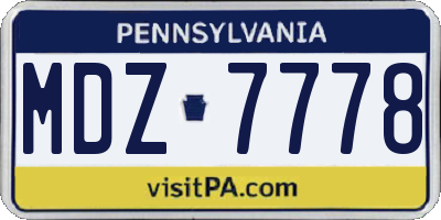 PA license plate MDZ7778