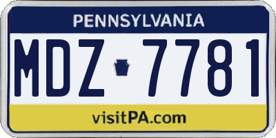 PA license plate MDZ7781