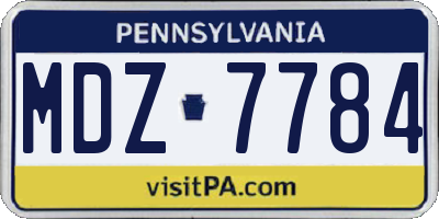 PA license plate MDZ7784