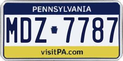 PA license plate MDZ7787