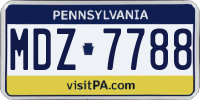 PA license plate MDZ7788