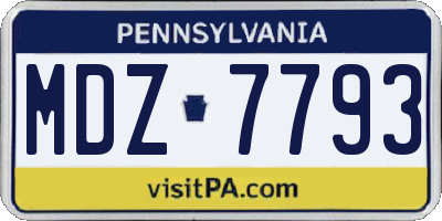 PA license plate MDZ7793