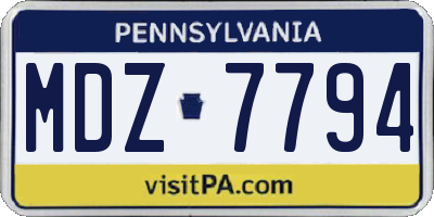 PA license plate MDZ7794