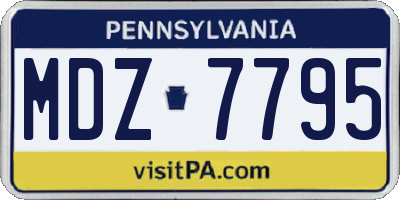 PA license plate MDZ7795