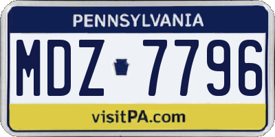 PA license plate MDZ7796