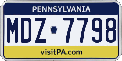 PA license plate MDZ7798