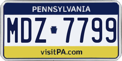 PA license plate MDZ7799