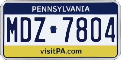 PA license plate MDZ7804