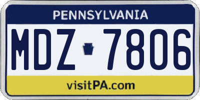 PA license plate MDZ7806
