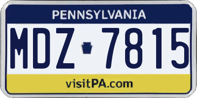 PA license plate MDZ7815