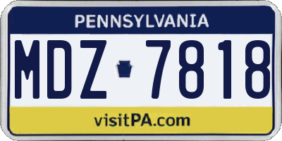 PA license plate MDZ7818