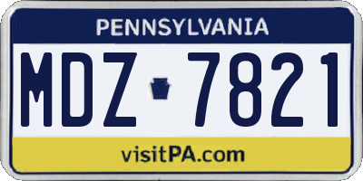PA license plate MDZ7821