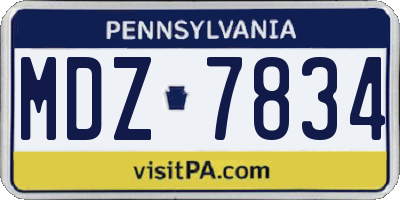 PA license plate MDZ7834
