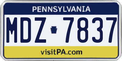 PA license plate MDZ7837