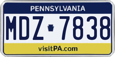 PA license plate MDZ7838