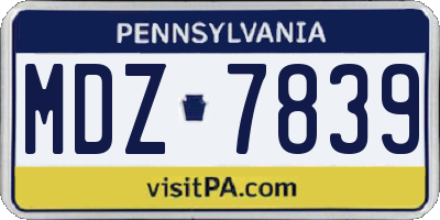 PA license plate MDZ7839