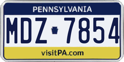 PA license plate MDZ7854