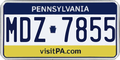 PA license plate MDZ7855