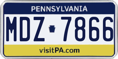 PA license plate MDZ7866